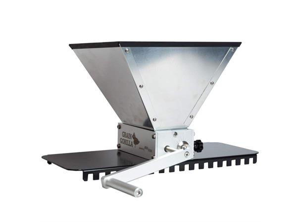 Grain Gorilla Maltmølle i Rustfritt Stål Med trakt og justerbare valser 