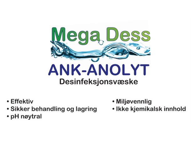 Mega Dess Desinfeksjonsvæske 1 liter Anolyt bipolar ionisert vann