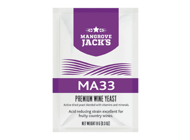 MA33 vingjær – syrereduserende For frukt- og bærviner, 18–27°C 