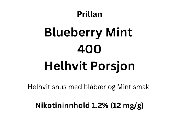 Prillan All White Blueberry Mint 400stk Gjør det selv porsjonssnus 