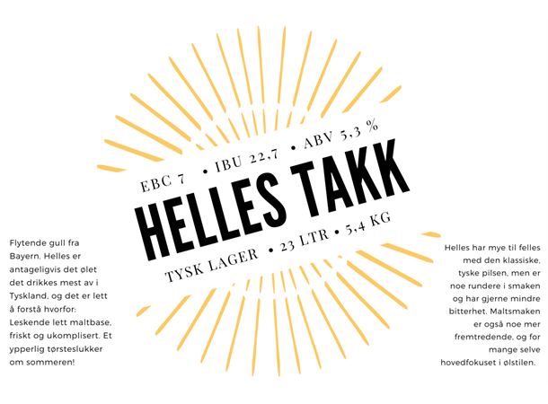 Helles Takk! Tysk Lager Allgrain ølsett, 25 liter 