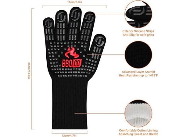 Grillhansker varmebestandige Lange med godt grep og beskyttelse 
