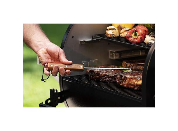 Traeger BBQ Grisehale – Teak Rustfri vendekrok med teak-håndtak 