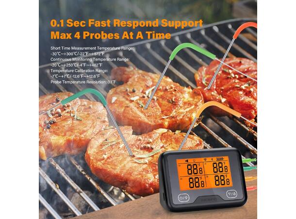Inkbird Grill Termometer IBBQ-4BW Wi-Fi & Bluetooth 