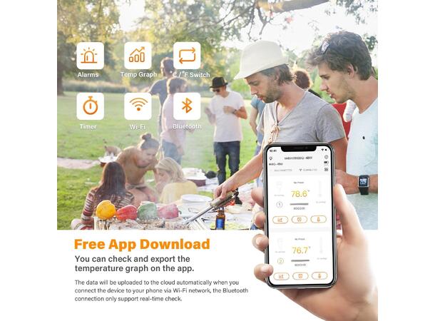 Inkbird Grill Termometer IBBQ-4BW Wi-Fi & Bluetooth 