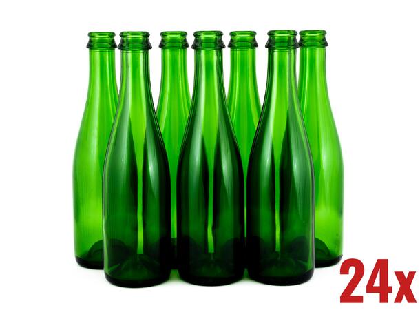 Eske med 24 stk Geuze 37,5 cl flasker grønne geuze/champagne 29mm 