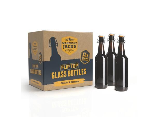 MJ 750 ml brune patentflasker – 12 pk Tykke flasker – ideelle for ettergjæring 