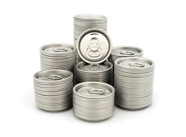 B64 Sølv lokk til ølbokser ca 230 stk pakket i sylinder 