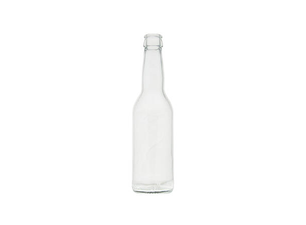 Eske med 24 stk 0,33 Liter klare flasker Longneck ciderflasker i glass 