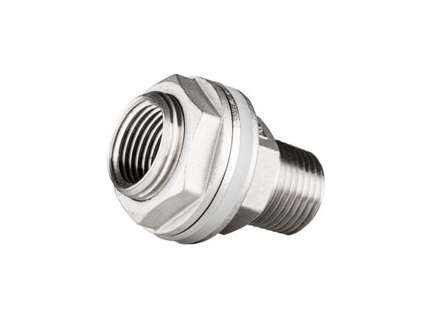 Gjennomføring 1/2" MPT til 3/4" MPT I rustfritt stål 