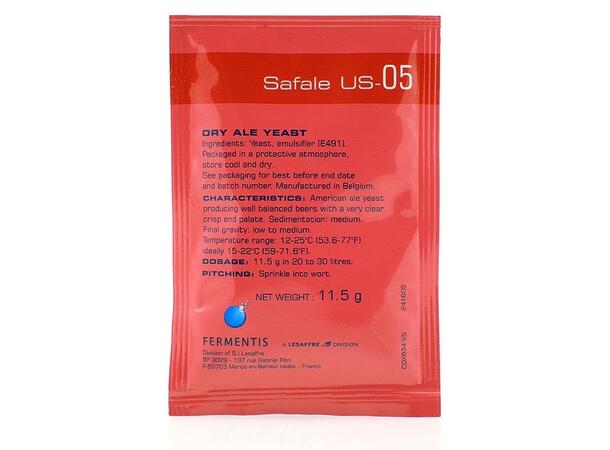 Safale US-05 11,5g Amerikansk ale-gjær med ren profil 