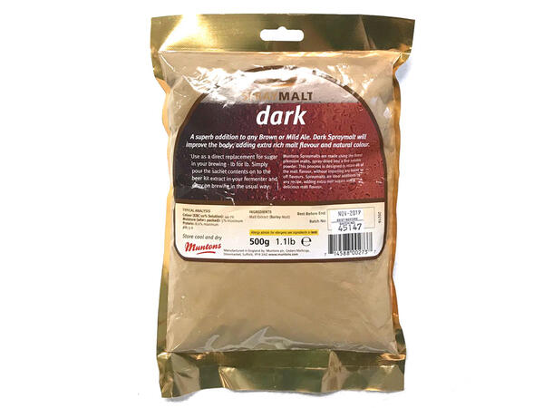 Spraymalt Dark 500g - Muntons Gir fylde og mørkere maltpreg 