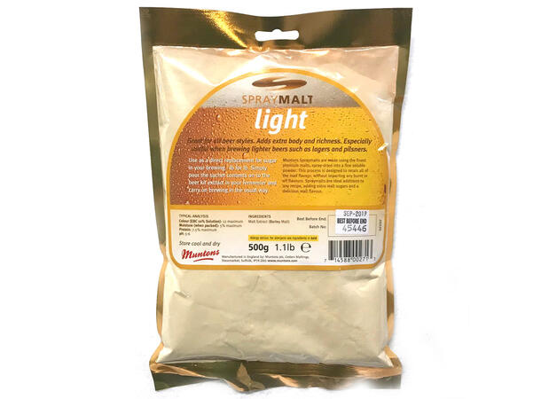 Spraymalt Light 500g - Muntons Gir fylde, smak og bedre skum 