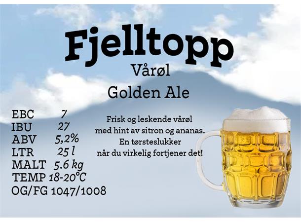 Fjelltopp Vårøl Allgrain ølsett 25 Liter, Golden Ale 