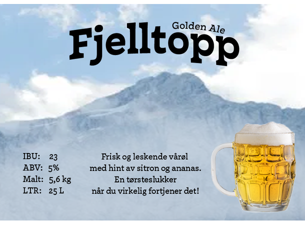 Fjelltopp Vårøl Allgrain ølsett 25 Liter, Golden Ale 
