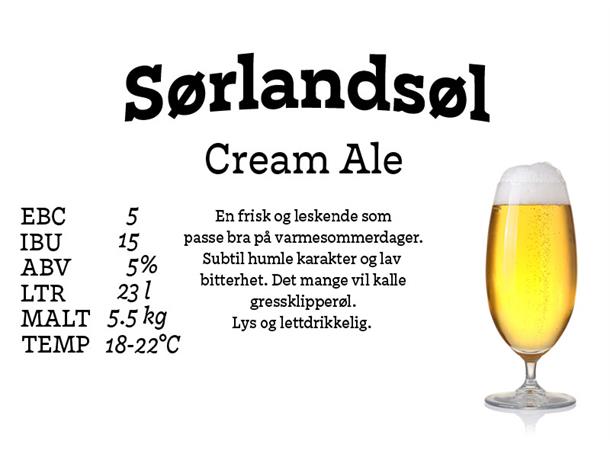 Sørlandsøl Allgrain ølsett 23 liter, Cream Ale