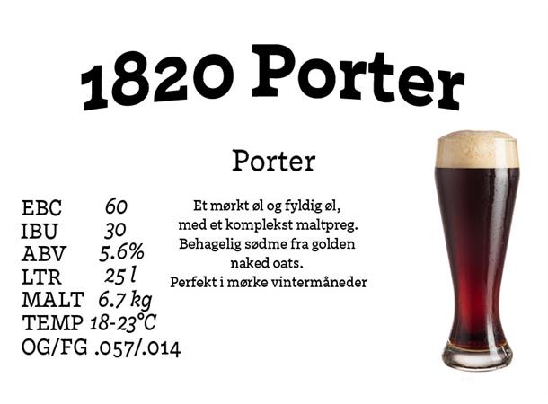 1820 Porter Allgrain ølsett 25 liter, Porter